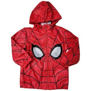 Character Kids Durable Water Resistant Hooded Rain Jacket - Spiderman